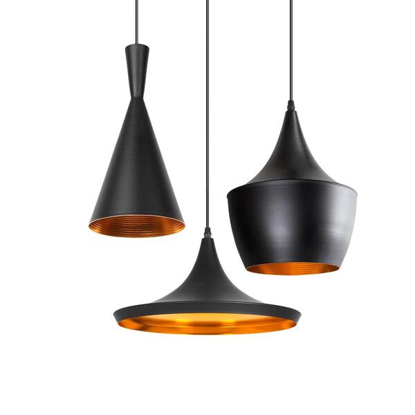 Kit - 3 X Luminárias Modelos Balão - Chapéu - Funil - Preto C