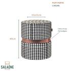 Kit 3 puffs Decorativo Redondo Porto Em Couríssimo - Salaone