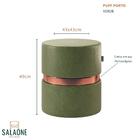 Kit 3 puffs Decorativo Redondo Porto Em Couríssimo - Salaone