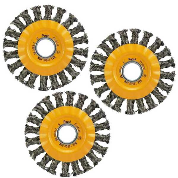 Kit 3un Escova Circular De Aço Trançado 115x13x22,22mm - Pequi