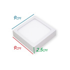Kit 3x Painel Plafon Led 8w Luminária Sobrepor 9x9cm Branco F