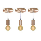 Kit 3x Pendente Tubo Cilindro Alumínio Cobre Escovado + Filam