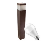 KIT 3X Poste luminária jardim balizador 50cm E27 marrom + LED