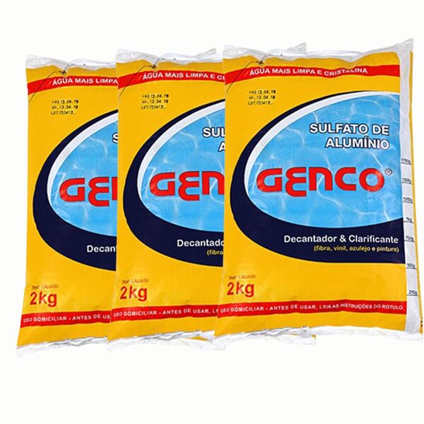 Kit 3x Sulfato Alumínio Decantador Clarificante  Genco 2 Kg