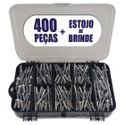 Kit 400 Rebites + Estojo Organizador Dupla Tampa + Brocas
