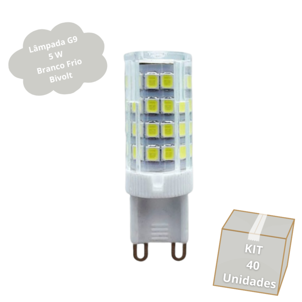 Kit 40 Lâmpadas De Led G9 5w Branco Frio(6000k) P/lustres E A