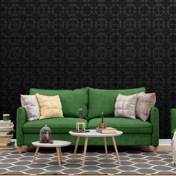 Kit 40 Placas 3d Pvc Preto Decoração Revestimento Premium De