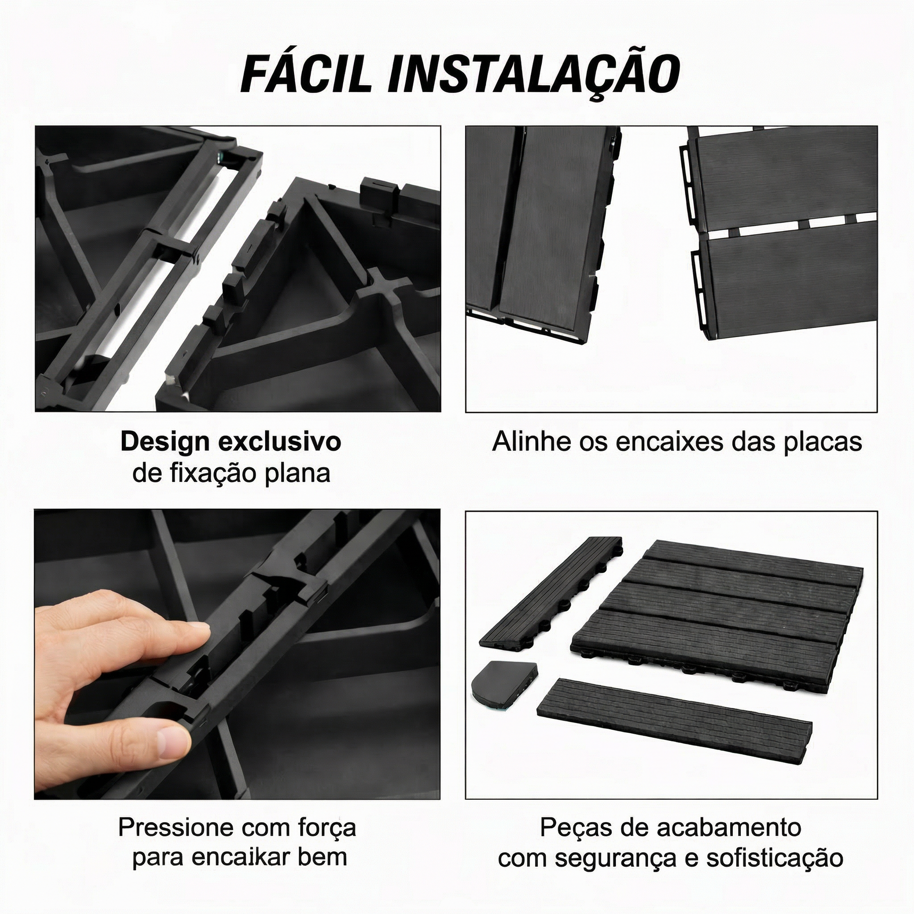 Kit 44 Peças Deck Modular Plástico 30x30 Quintal Piscina Box
