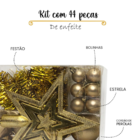 Kit 44 Peças Enfeite Natal Estrela Bolinhas Cordão Pérolas Do