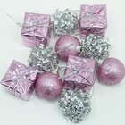 Kit 44 Peças Tubo Natalino Árvore De Natal Rosa E Prata 4cm