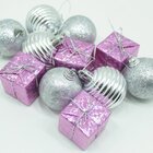 Kit 44 Peças Tubo Natalino Árvore De Natal Rosa E Prata 5cm