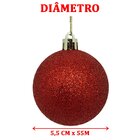 Kit 45 Bolas Enfeite Natalino Árvore Natal Vermelho Glitter
