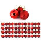 Kit 48 Bolas De Natal Mista Fosca, Lisa E Glitter Vermelha 5c
