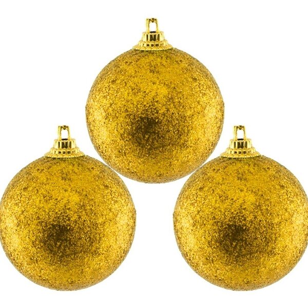 Kit 48 Bolas Enfeite Árvore Natal Dourada Glitter 4,8cm