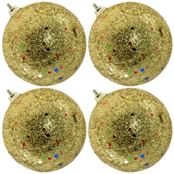 Kit 48 Bolas Enfeite Árvore Natal Dourado Glitter 4,8cm