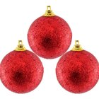 Kit 48 Bolas Enfeite Árvore Natal Vermelha Glitter 4,8cm