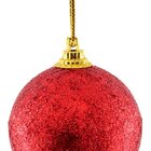 Kit 48 Bolas Enfeite Árvore Natal Vermelha Glitter 4,8cm