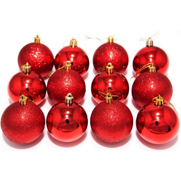 Kit 48 Bolas Vermelhas Enfeite Natalino Árvore Natal 50mm