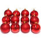 Kit 48 Bolas Vermelhas Enfeite Natalino Árvore Natal 60mm