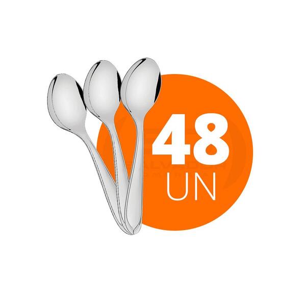 Kit - 48 Colheres De Sobremesa Luxo Laguna Em Aço Inox Csitop