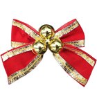 Kit 48 Laços Com Bolinhas Enfeite Natalino Dourado Brilhante