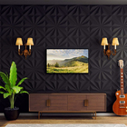 Kit 48 Placas 3d Pvc Preto Decoração Revestimento Premium De