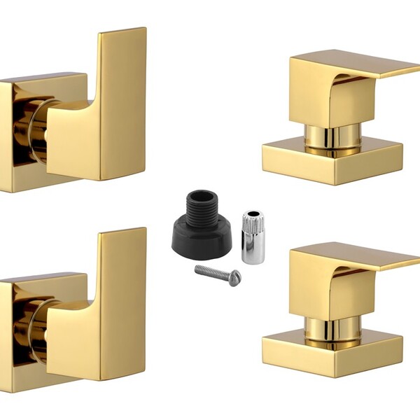 Kit 4 Acabamento Para Chuveiro Alavanca Quadrado Dourado Bril