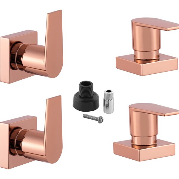 Kit 4 Acabamento Para Chuveiro Alavanca Quadrado Rose Gold Br