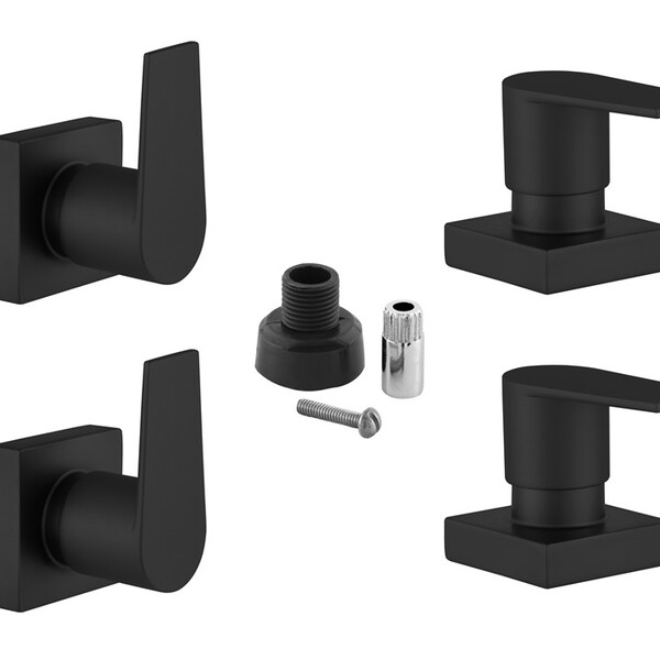 Kit 4 Acabamento Para Chuveiro Quadrado Alavanca Preto Fosco