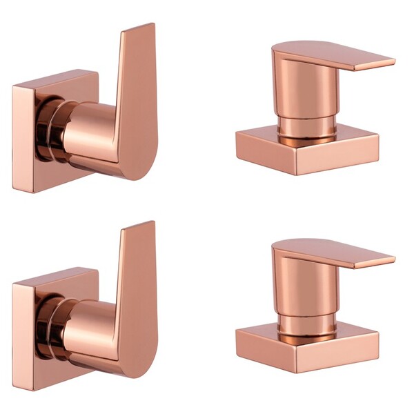 Kit 4 Acabamento Para Registro Quadrado Alavanca Rose Gold Br