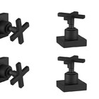 Kit 4 Acabamento Registro Cruzeta Preto Banheiro Padrão Deca