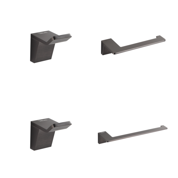 Kit 4 Acessórios Cinza Fosco Para Banheiro Lavabo