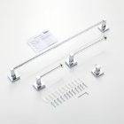 Kit 4 Acessórios De Banheiro Cromado Suporte Toalhas E Papel