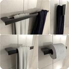Kit 4 Acessórios Para Banheiro Preto Master Toalheiro Duplo