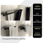 Kit 4 Acessórios Para Banheiro Preto Master Toalheiro Duplo