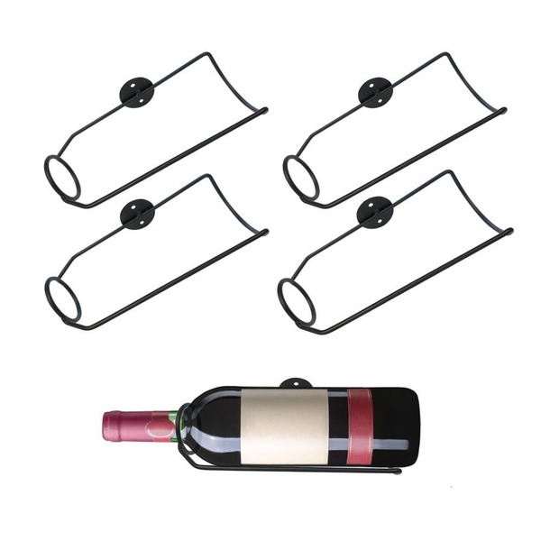 Kit 4 Adega Parede Garrafa Vinho Aço Preto Estilo Industrial