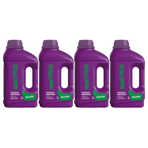 Kit 4 Algicida De Manutenção 1l - Elimina Algas Piscina - Dom