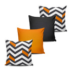 Kit 4 Almofada Estampa Geometrica Laranja E Cinza 45x45cm