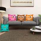 Kit 4 Almofadas 40cm X 40cm Estampada Coruja Zíper Invisível