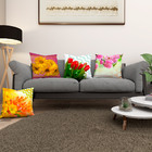 Kit 4 Almofadas 40cm X 40cm Estampada Flores Zíper Invisível