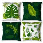Kit 4 Almofadas 40cm X 40cm Estampada Folhas Verde Zíper Invi