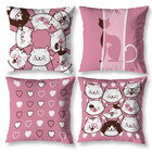 Kit 4 Almofadas 40cm X 40cm Estampada Gatinhos Zíper Invisível
