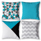 Kit 4 Almofadas 40cm X 40cm Estampada Geométrico Azul Zíper I
