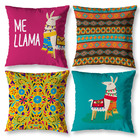 Kit 4 Almofadas 40cm X 40cm Estampada Mexico Lhama Zíper Invi
