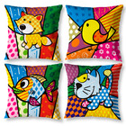 Kit 4 Almofadas 40cm X 40cm Estampada Pop Art Animais Zíper I