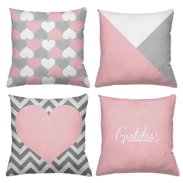 Kit 4 Almofadas Cheias 40x40cm Gratidão Collection
