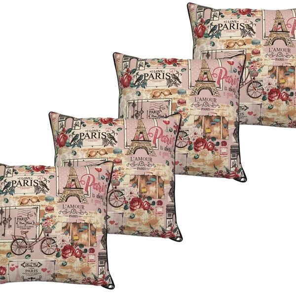 Kit 4 Almofadas Cheias Bali Impermeável Paris 100% Algodão Fu