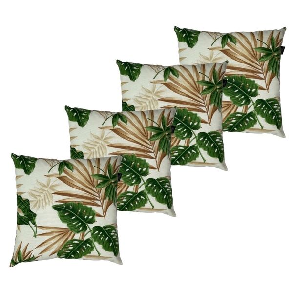 Kit 4 Almofadas Cheias Belize Impermeável Folhagens Verde Cos