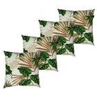 Kit 4 Almofadas Cheias Belize Impermeável Folhagens Verde Cos