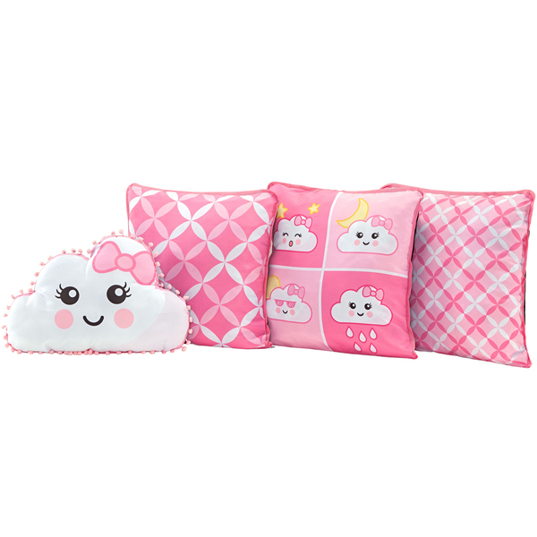 Kit 4 Almofadas Cheias Decorativas Innovative Nuvem Rosa 45cm
